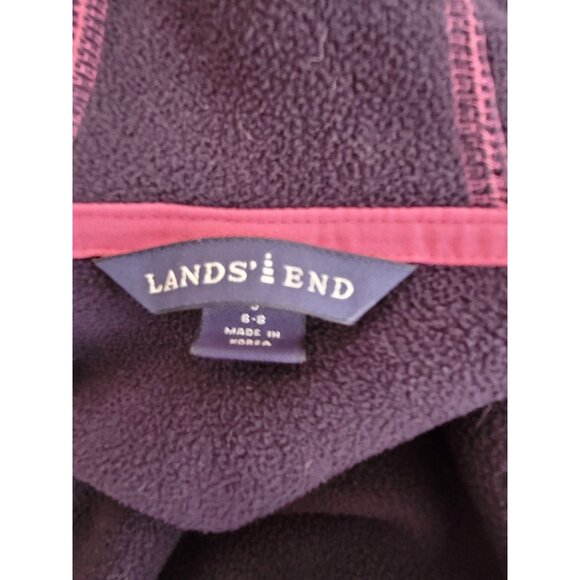 Womens Lands End Pink Hooded Fleece Jacket S Full Zipper Drawstring Classic - Picture 4 of 9